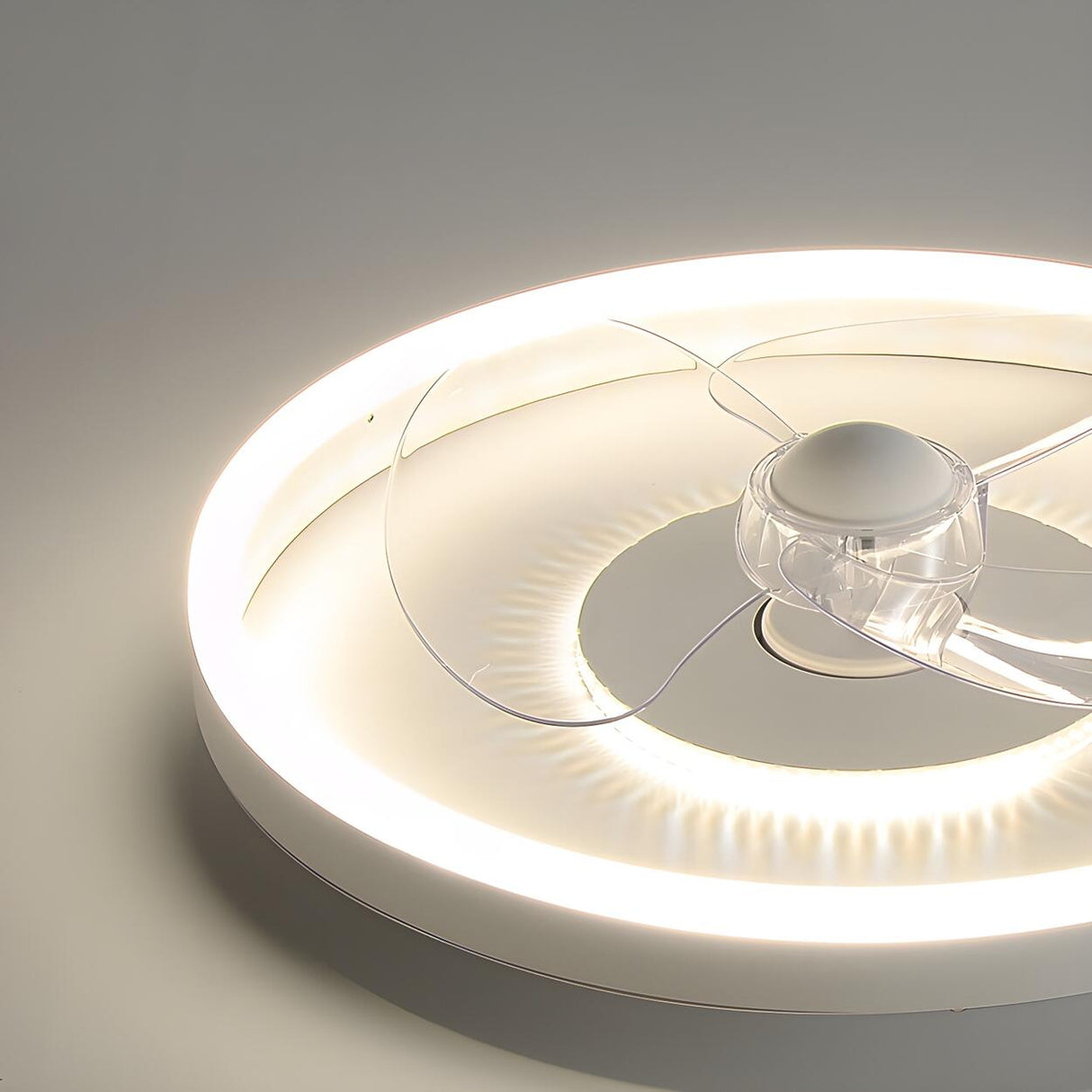 Minimalist White Circle Ceiling Fan with LED Lights Image - 10