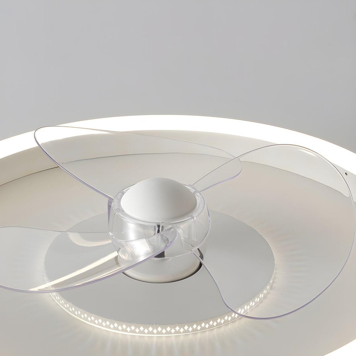 Minimalist White Circle Ceiling Fan with LED Lights Image - 12