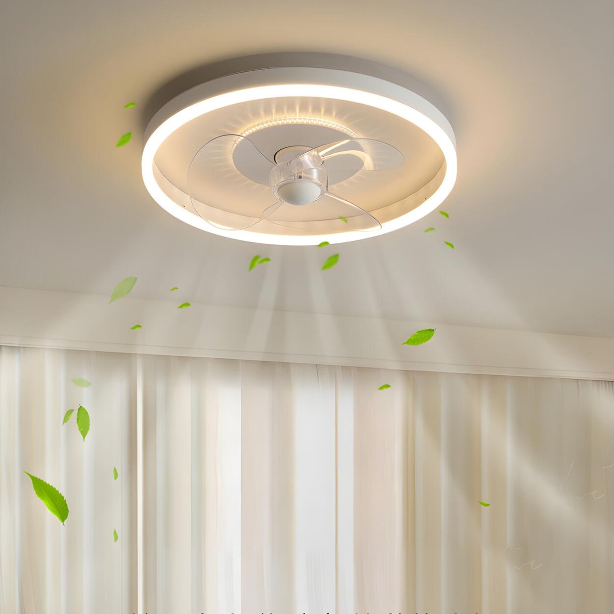 Minimalist White Circle Ceiling Fan with LED Lights Image - 13