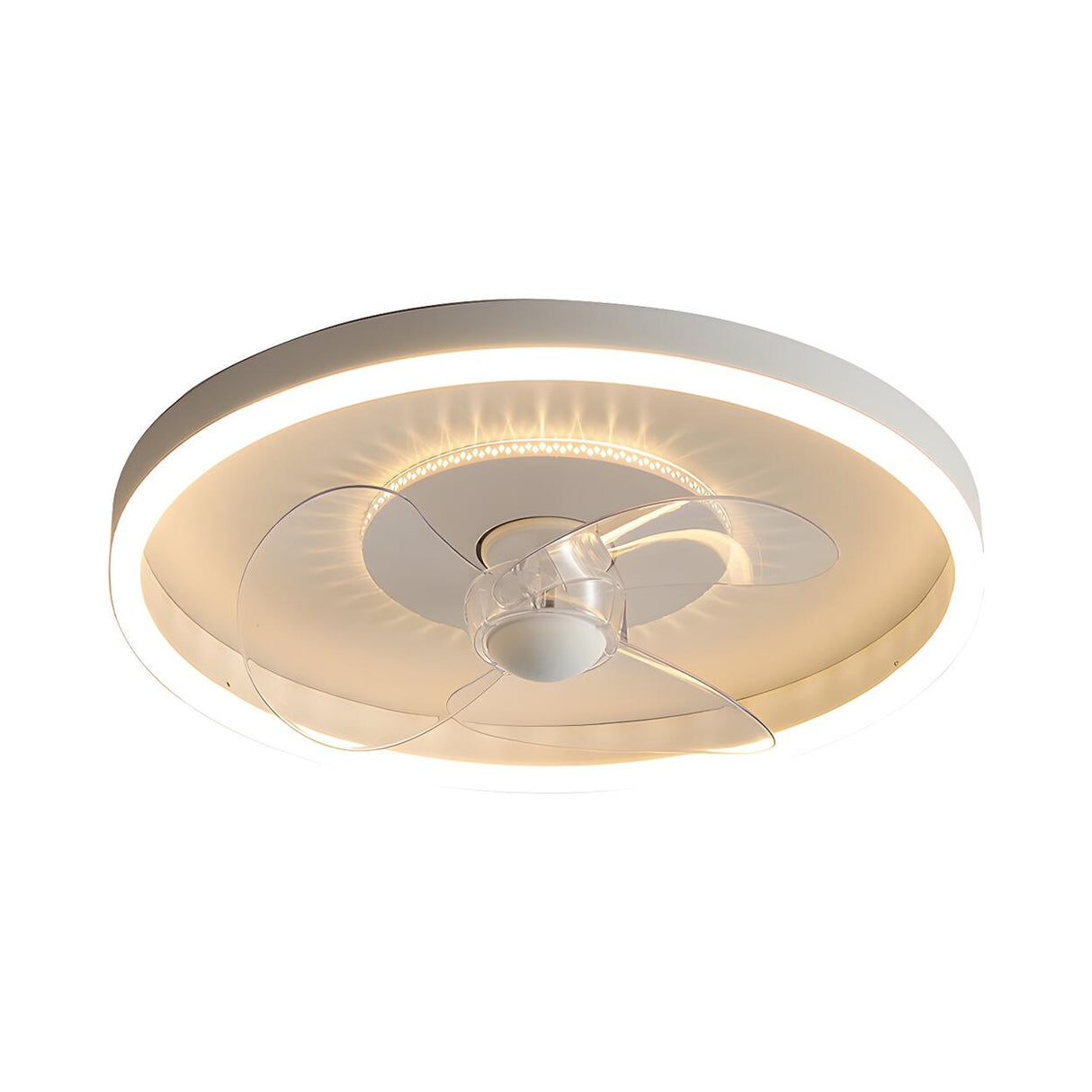 Minimalist White Circle Ceiling Fan with LED Lights Image - 5