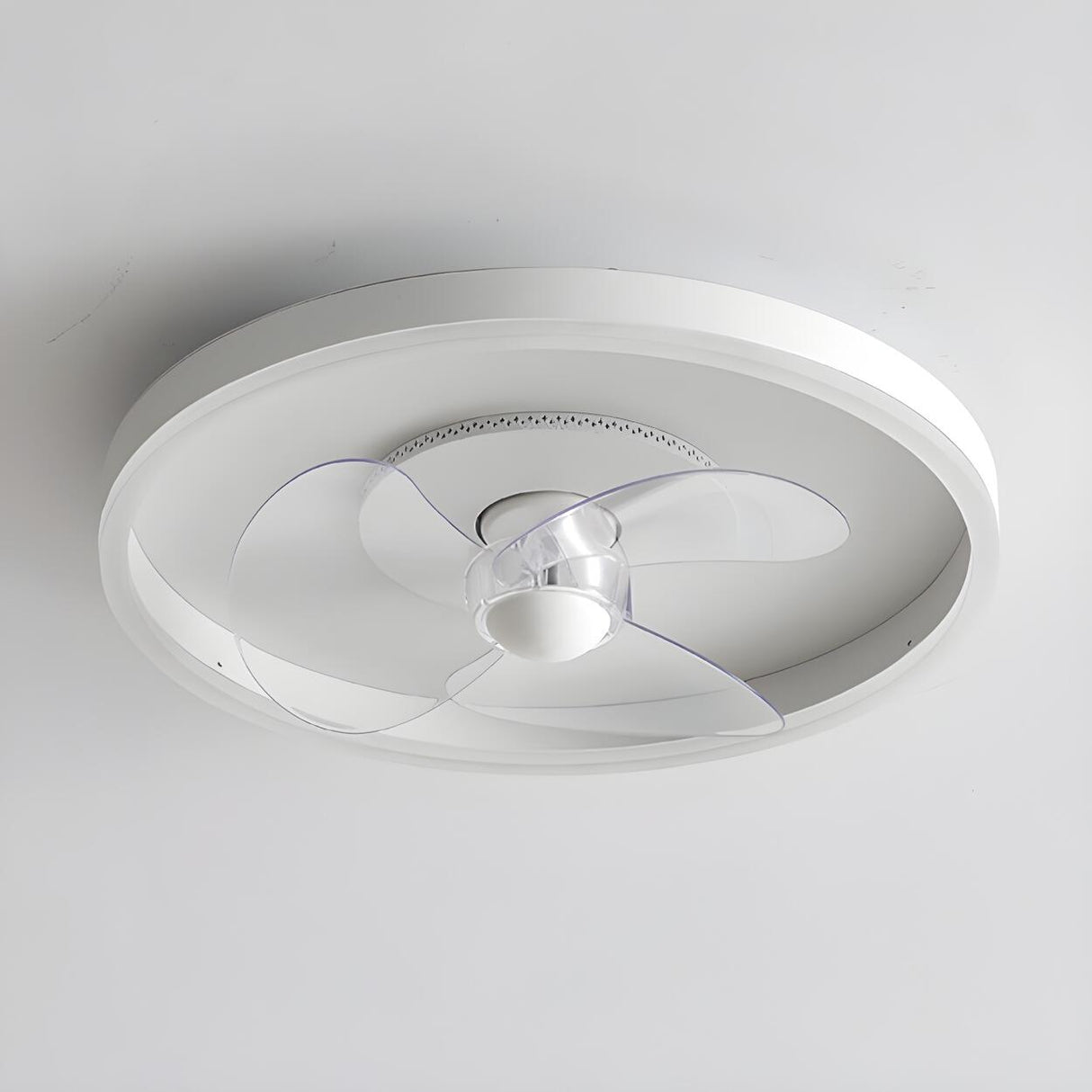 Minimalist White Circle Ceiling Fan with LED Lights Image - 9