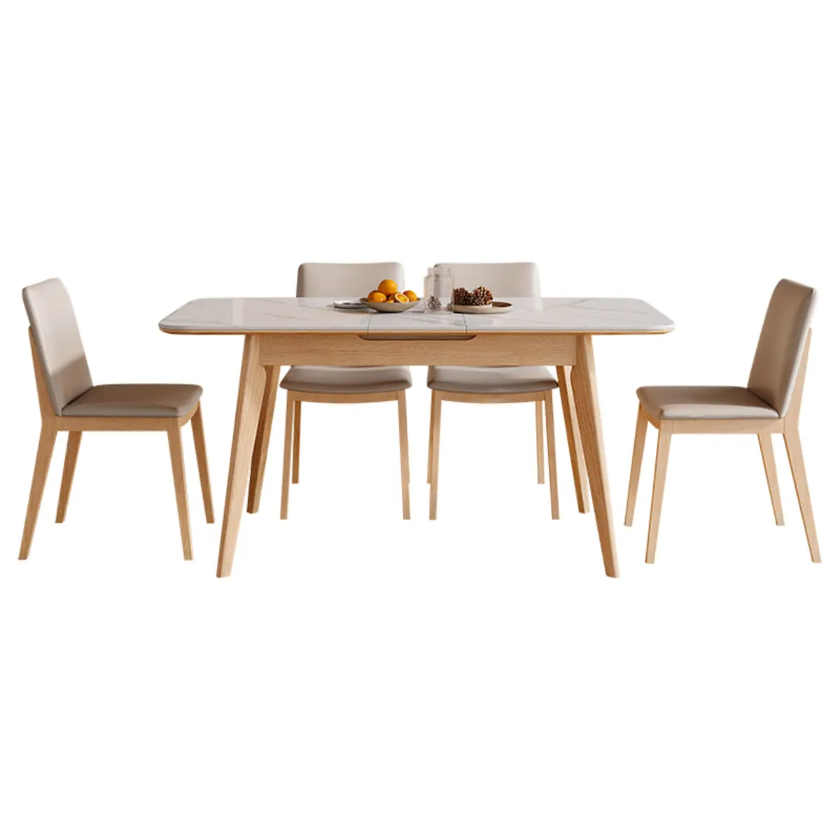 Minimalist White Extendable Rectangle Wood Dining Table Image - 6