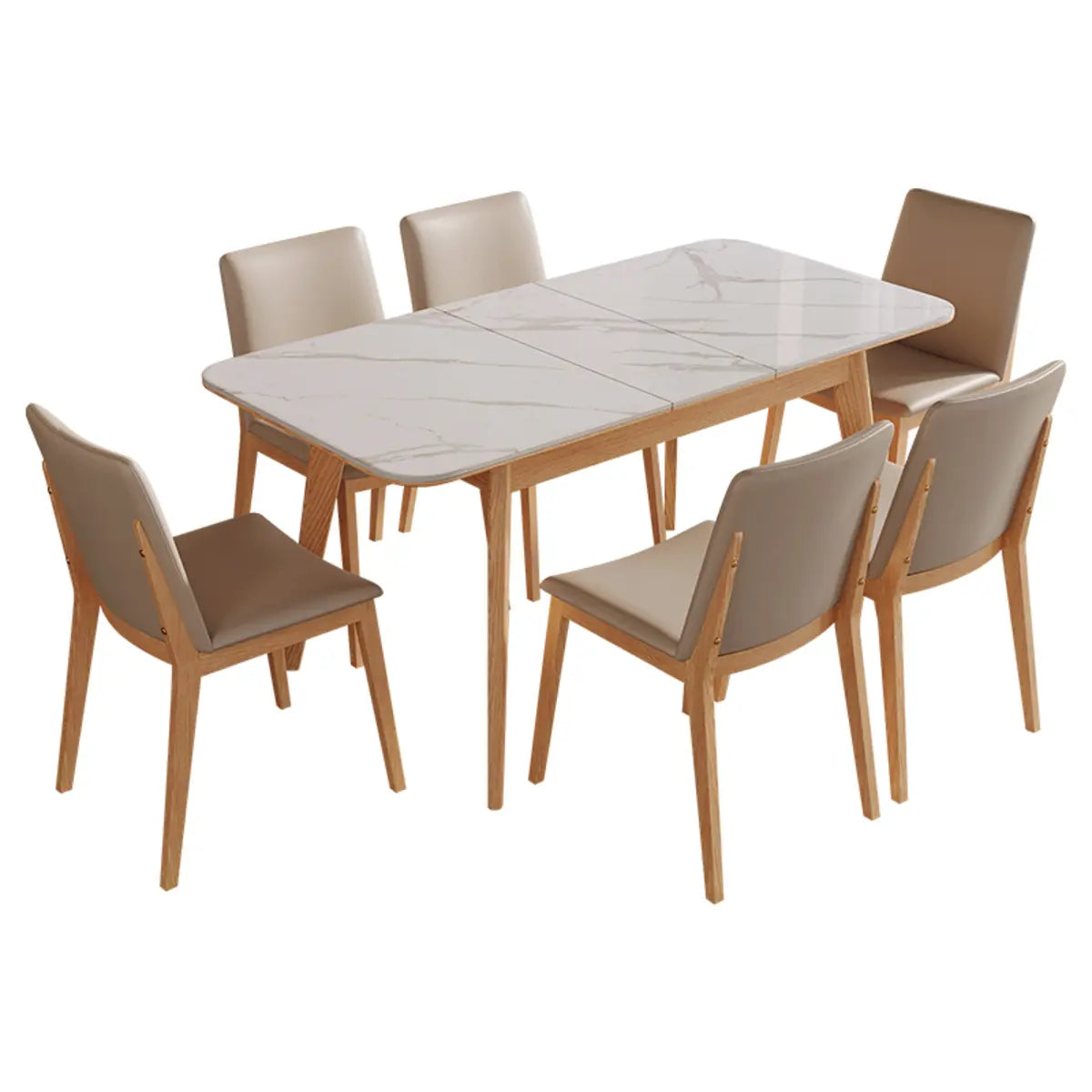 Minimalist White Extendable Rectangle Wood Dining Table Image - 7