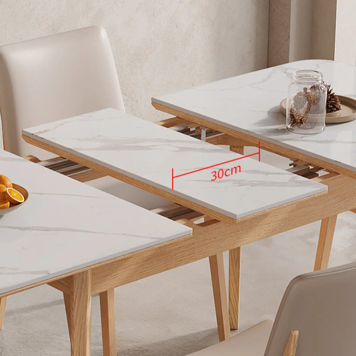 Minimalist White Extendable Rectangle Wood Dining Table Image - 8