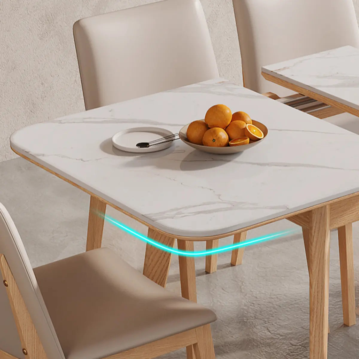 Minimalist White Extendable Rectangle Wood Dining Table Image - 9