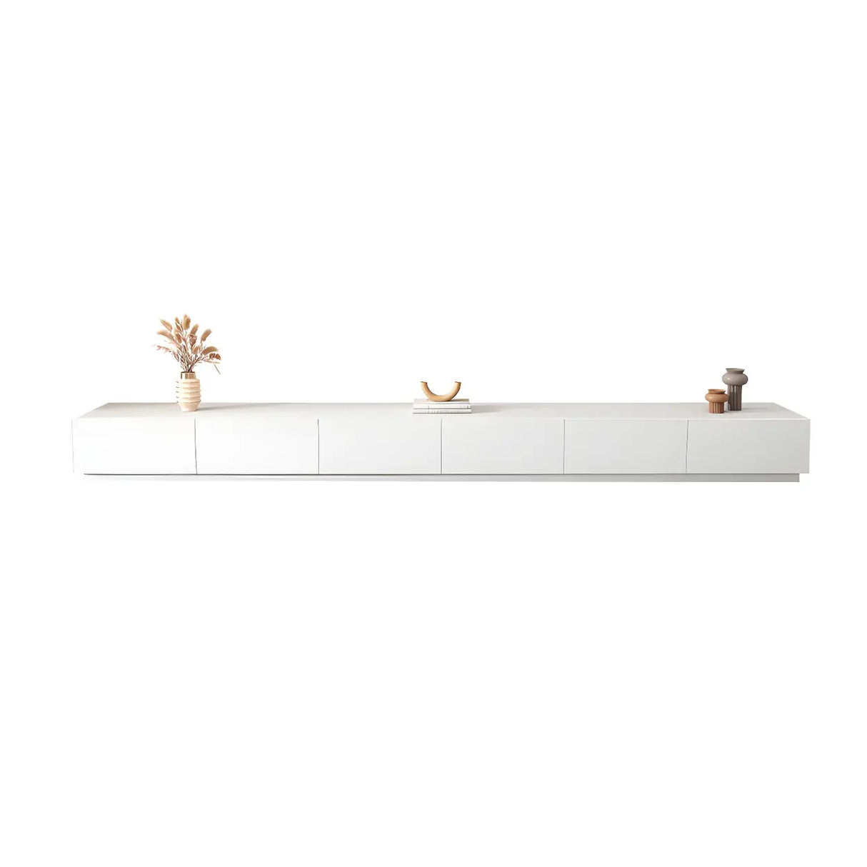 Minimalist White Finish Wooden TV Stand with Drawers Image - 3