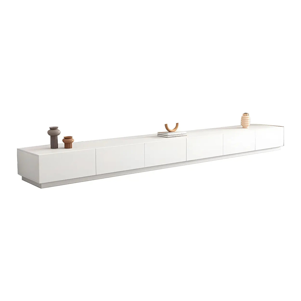 Minimalist White Finish Wooden TV Stand with Drawers Image - 8