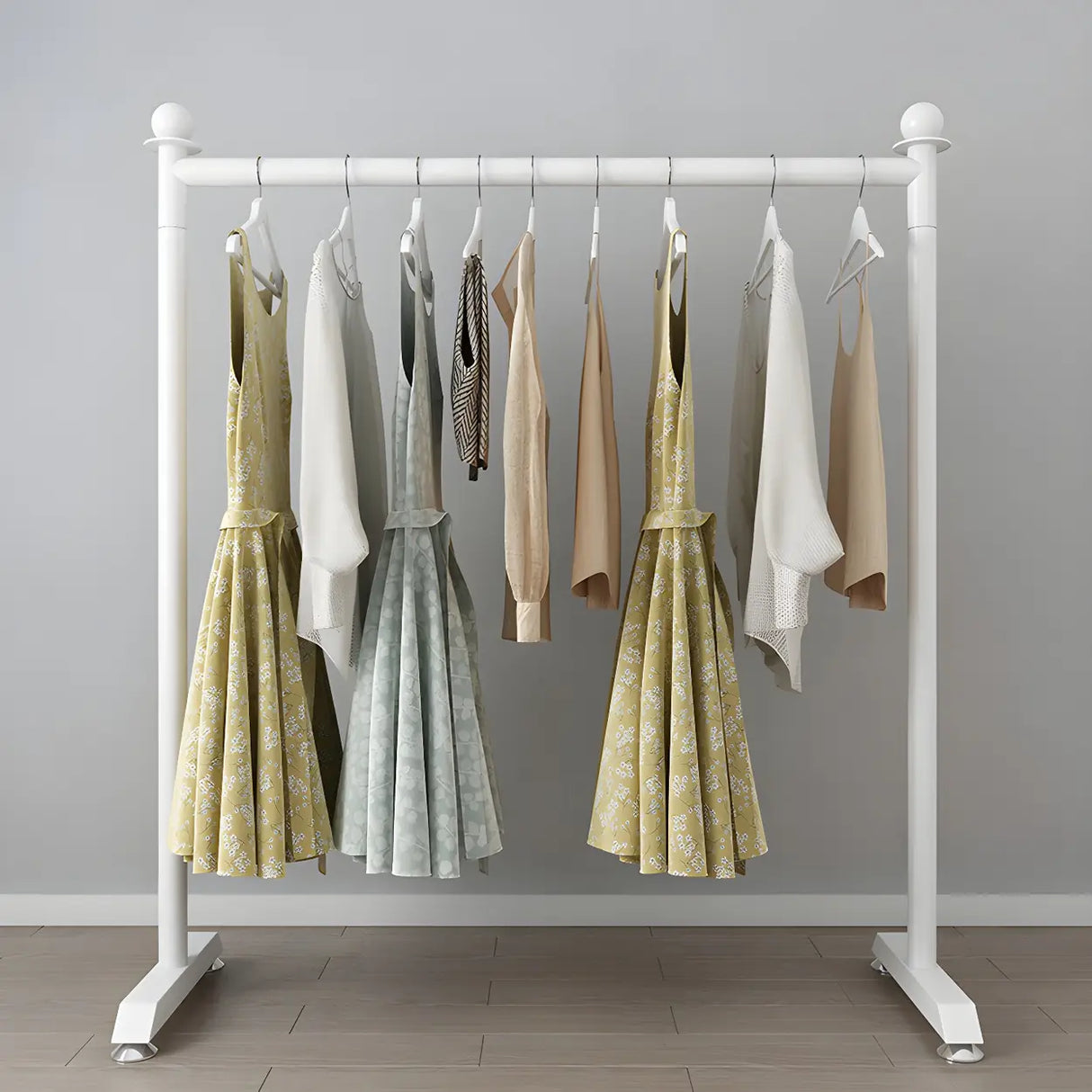 Minimalist White Metal Large Entryway Freestanding Coat Rack Image - 1