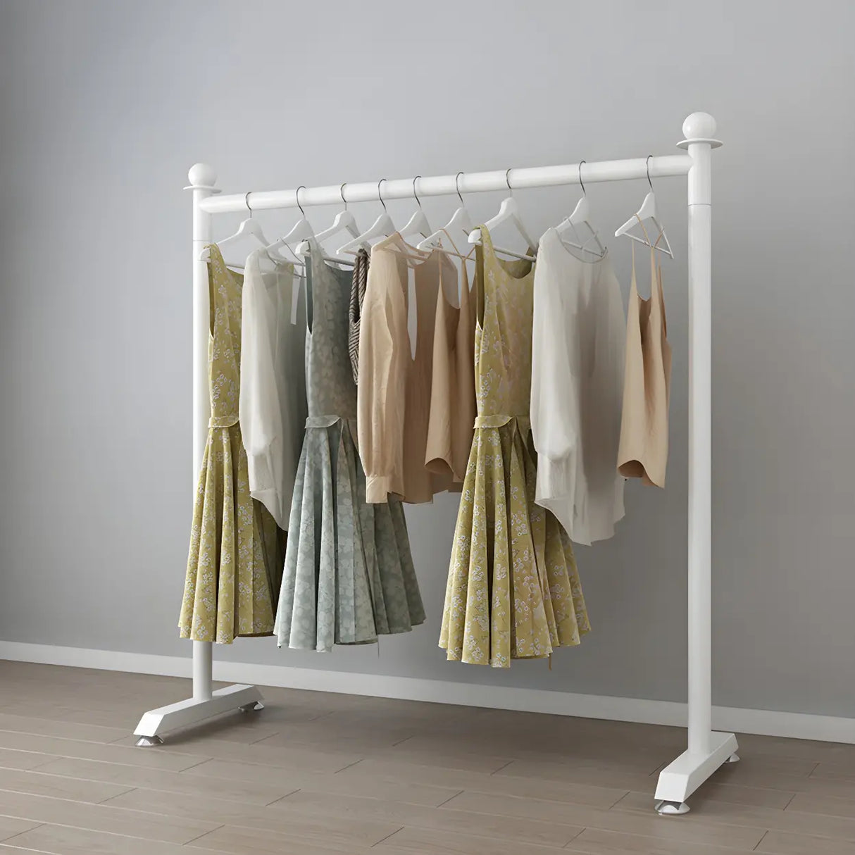 Minimalist White Metal Large Entryway Freestanding Coat Rack Image - 4