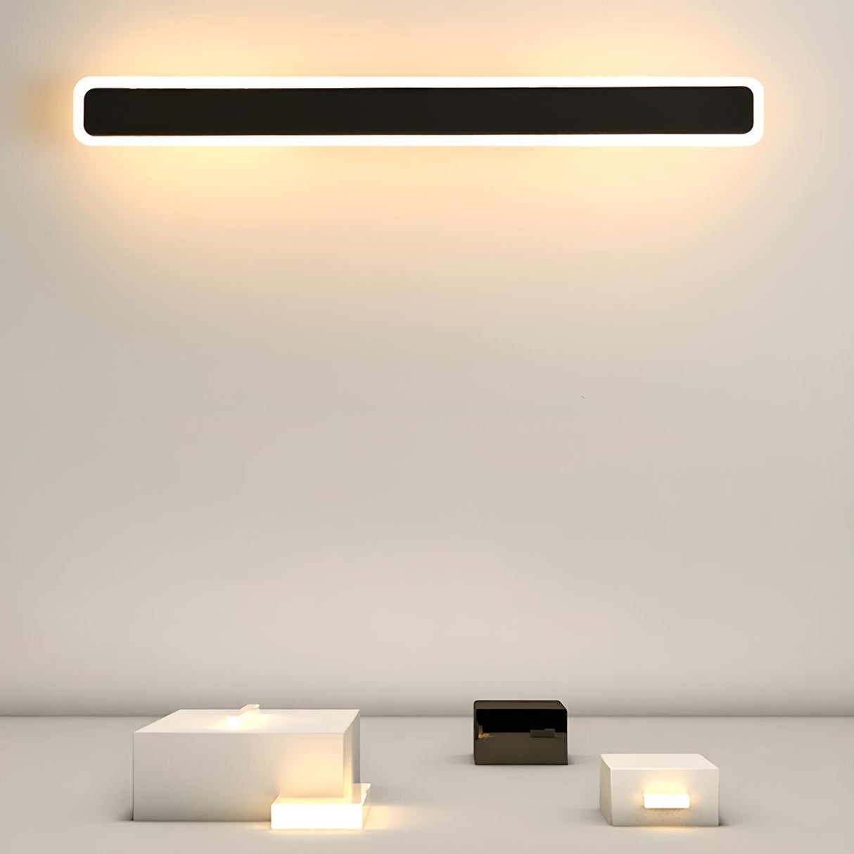 Minimalist White Metal Long Linear LED Wall Sconce Image - 4