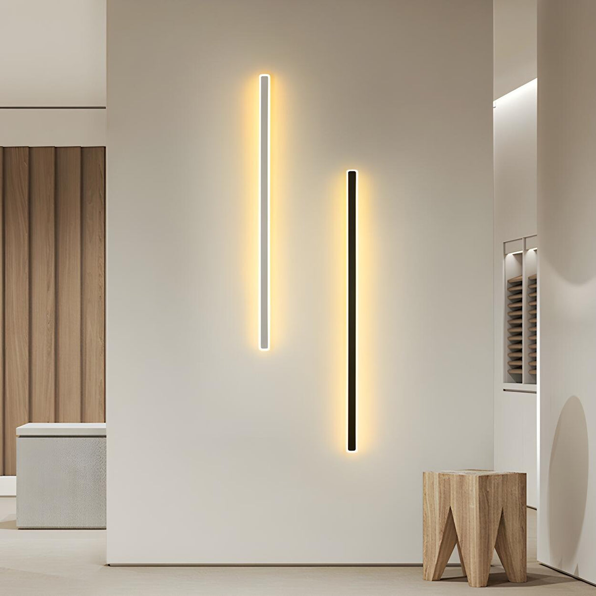 Minimalist White Metal Long Linear LED Wall Sconce Image - 5