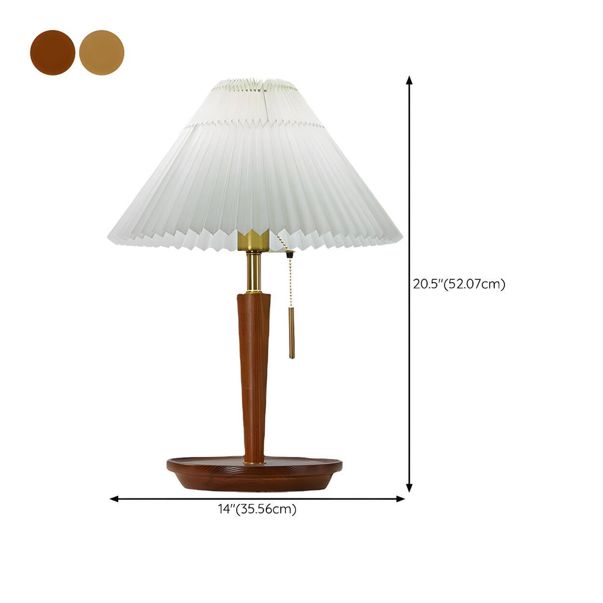 Minimalist White Pleated Shade Wooden Base Table Lamp