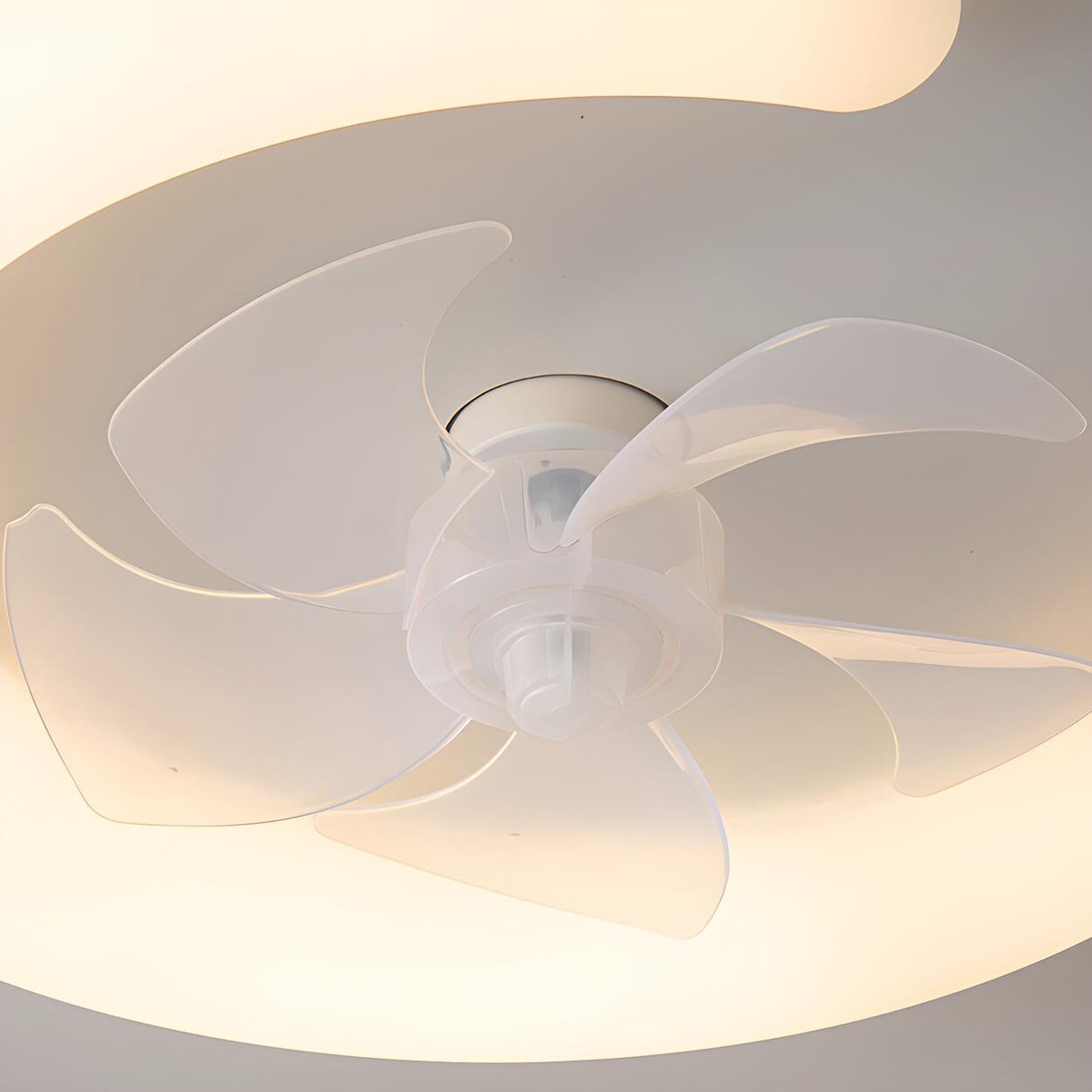 Minimalist White Ring Flush LED Ceiling Fan with Light Image - 4