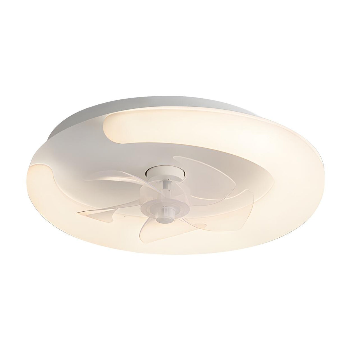 Minimalist White Ring Flush LED Ceiling Fan with Light Image - 5
