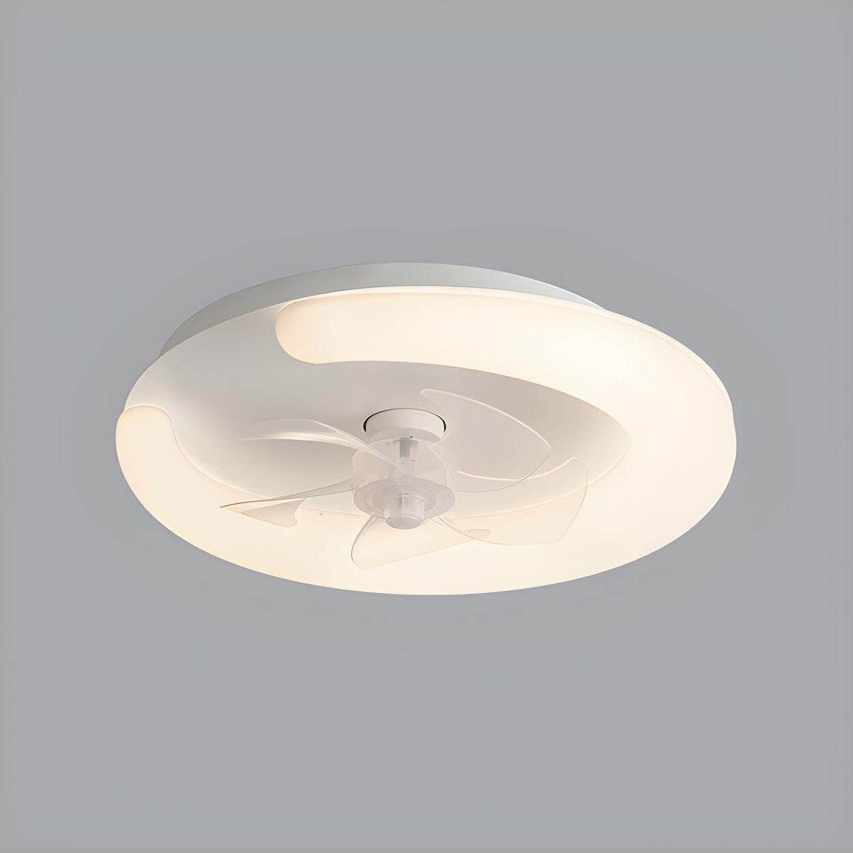 Minimalist White Ring Flush LED Ceiling Fan with Light Image - 6