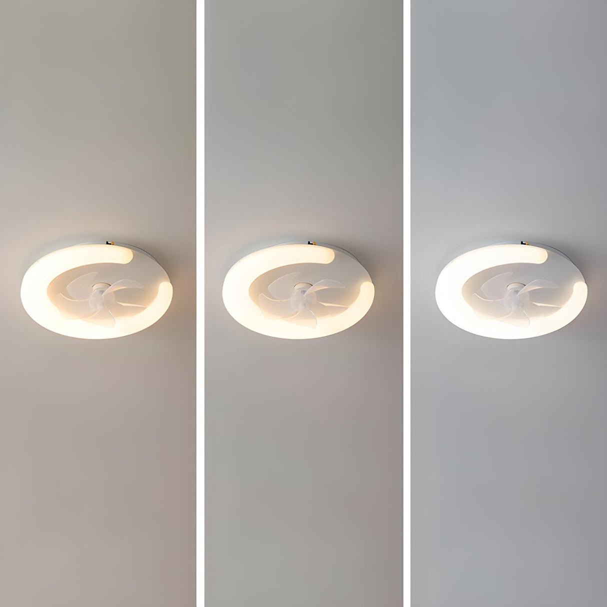 Minimalist White Ring Flush LED Ceiling Fan with Light Image - 7