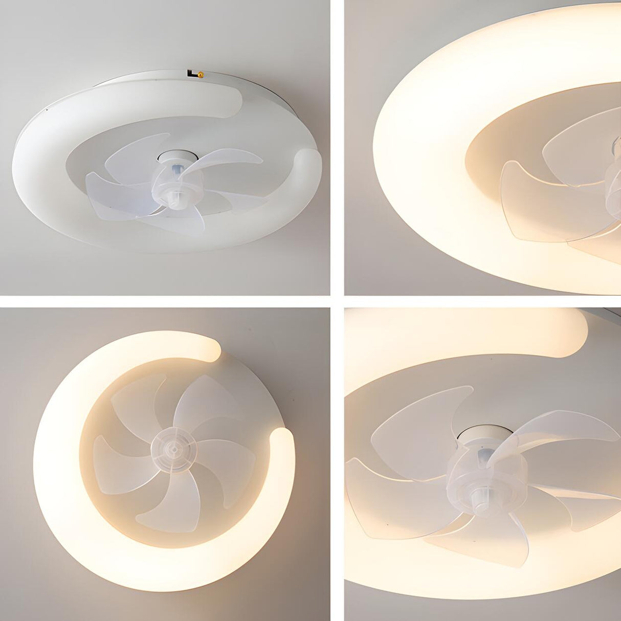 Minimalist White Ring Flush LED Ceiling Fan with Light Image - 9