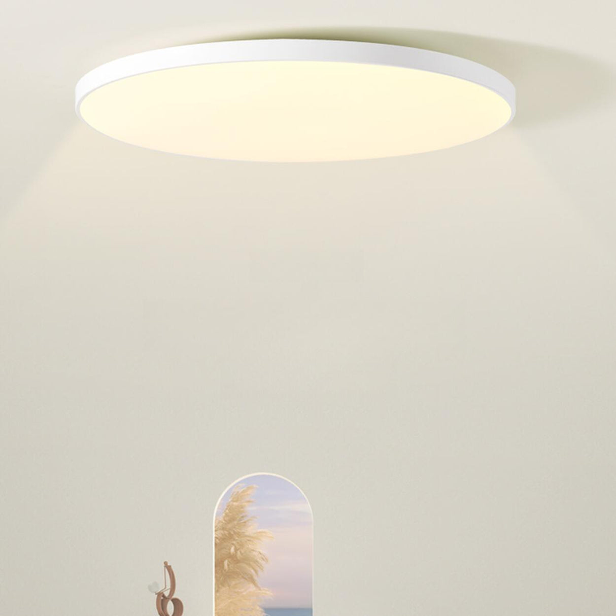 Minimalist White Round LED Flush Mount Ceiling Light Image - 4