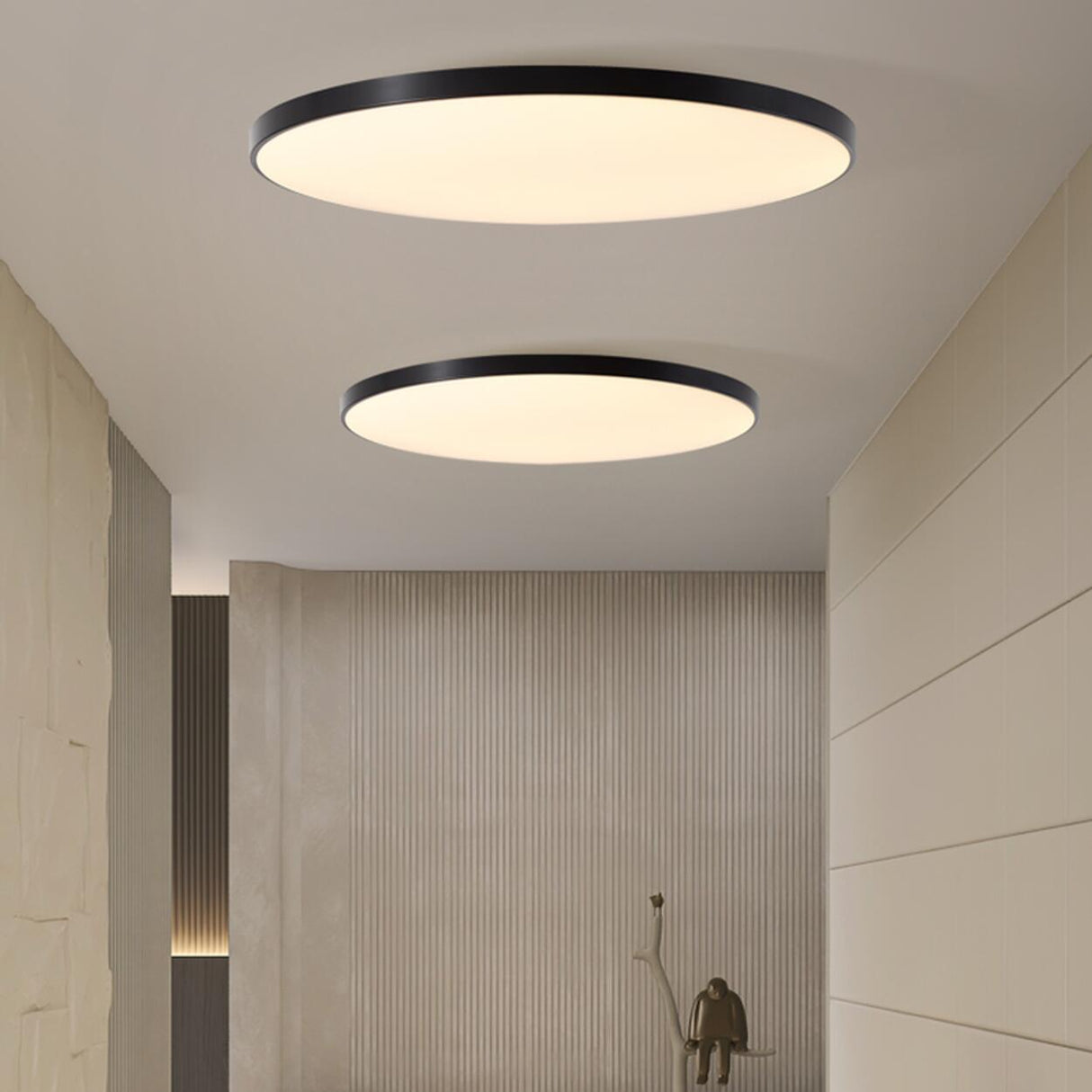 Minimalist White Round LED Flush Mount Ceiling Light Image - 8
