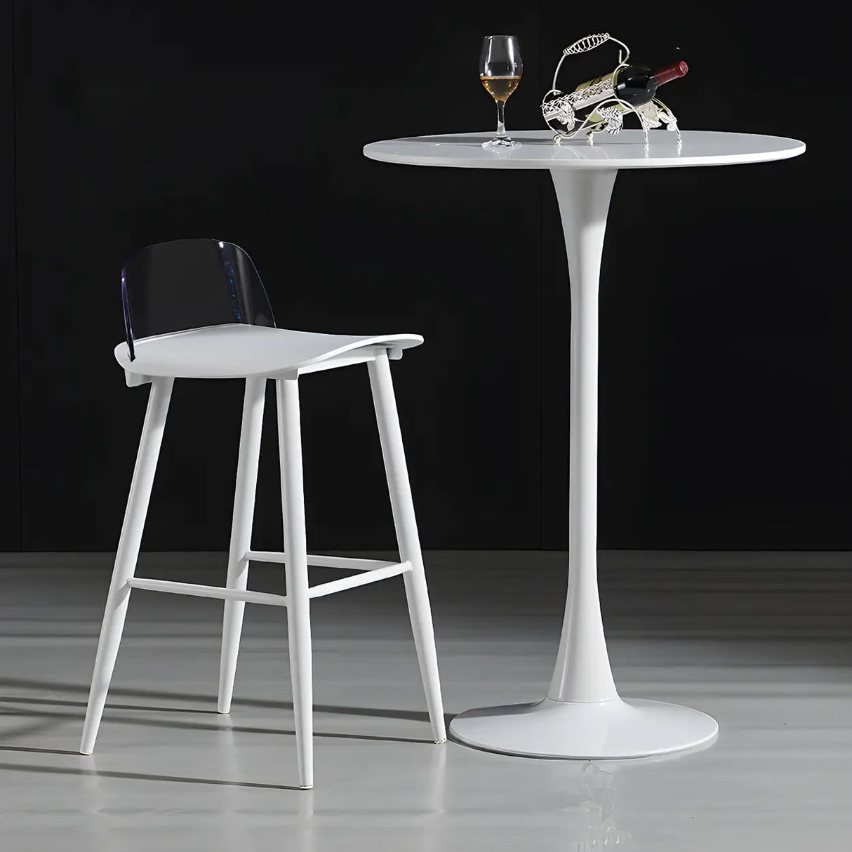 Minimalist White Round Metal Small Cocktail Bar Table Image - 1