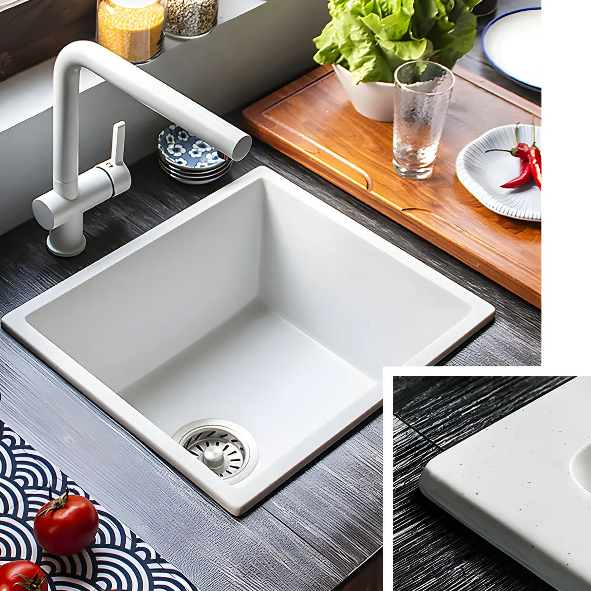 Minimalist White Square Sink for Kitchen Space Image - 19