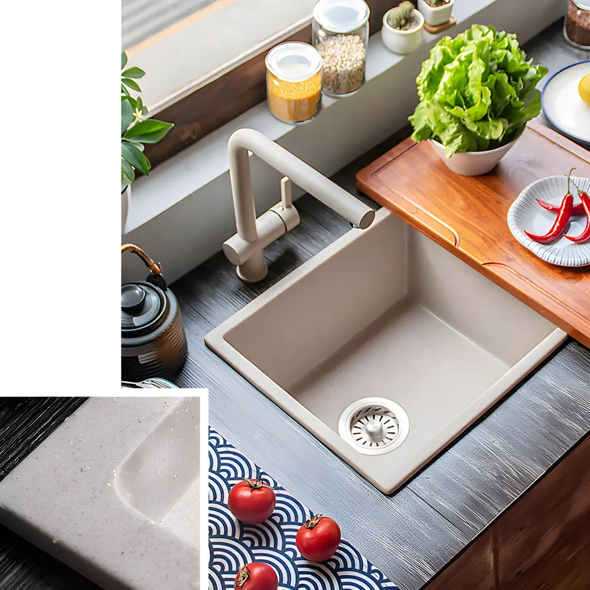 Minimalist White Square Sink for Kitchen Space Image - 21