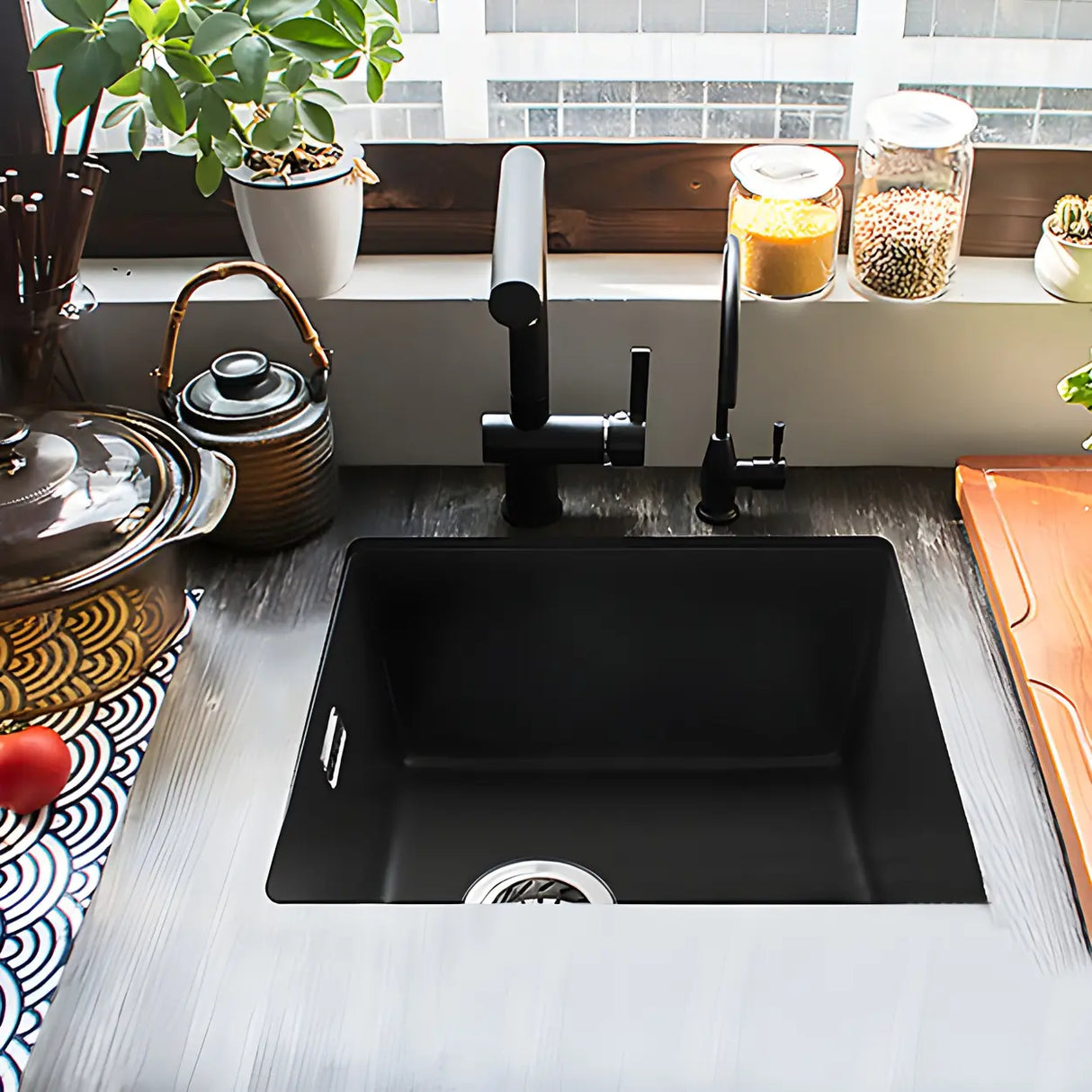 Minimalist White Square Sink for Kitchen Space Image - 28