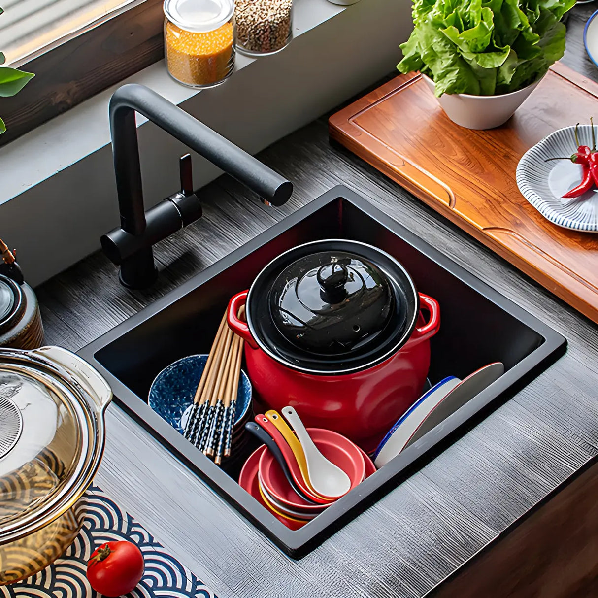 Minimalist White Square Sink for Kitchen Space Image - 8