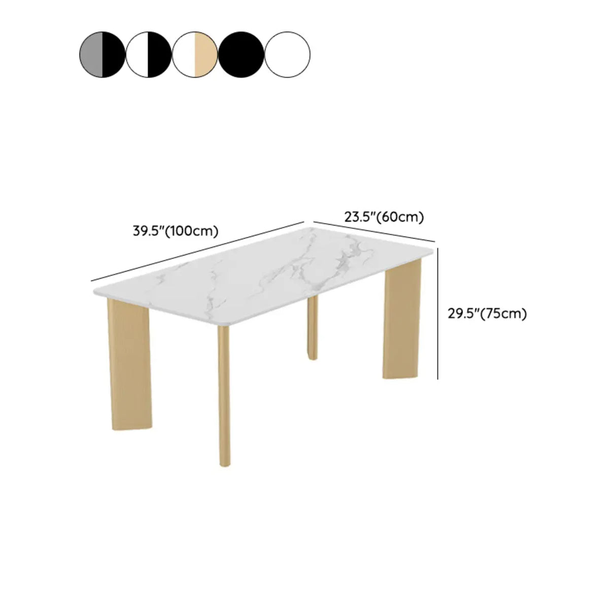 Minimalist White Stone Rectangular Computer Desk