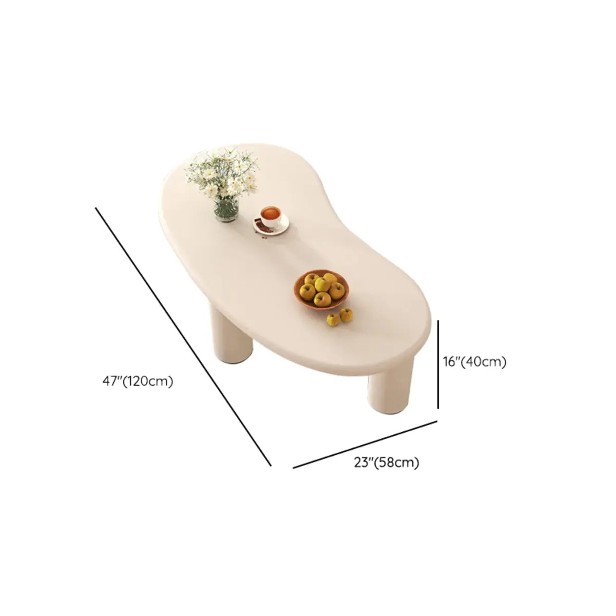 Minimalist White Wood Free Form Three Legs Coffee Table