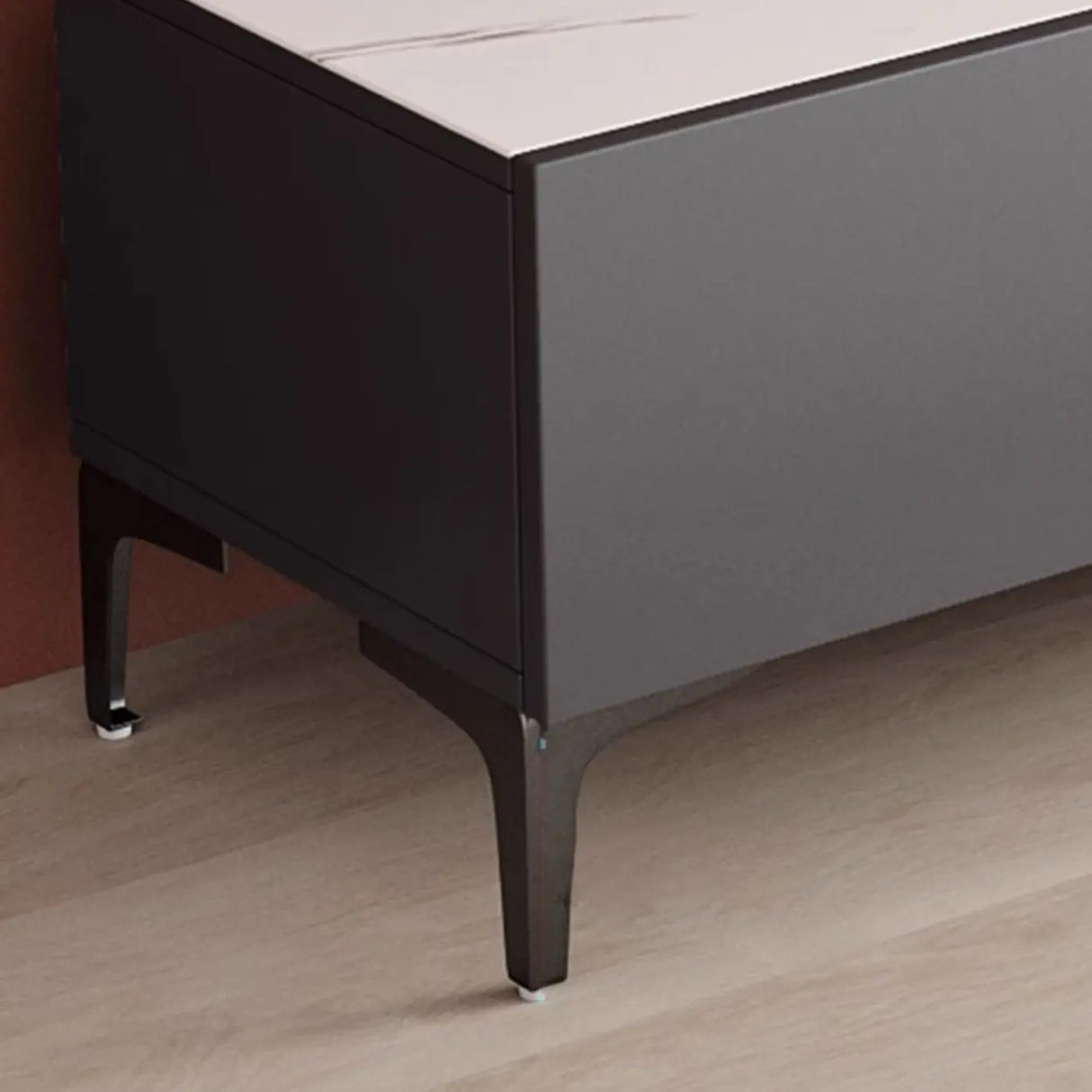 Minimalist White Wood Rectangular TV Stand with Cabinet Image - 5