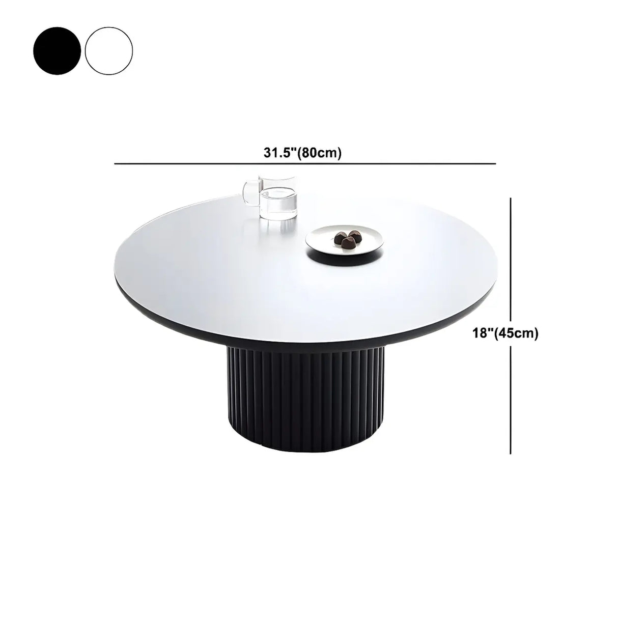 Minimalist Wood Round Iron Pedestal Base Coffee Table Image - 10