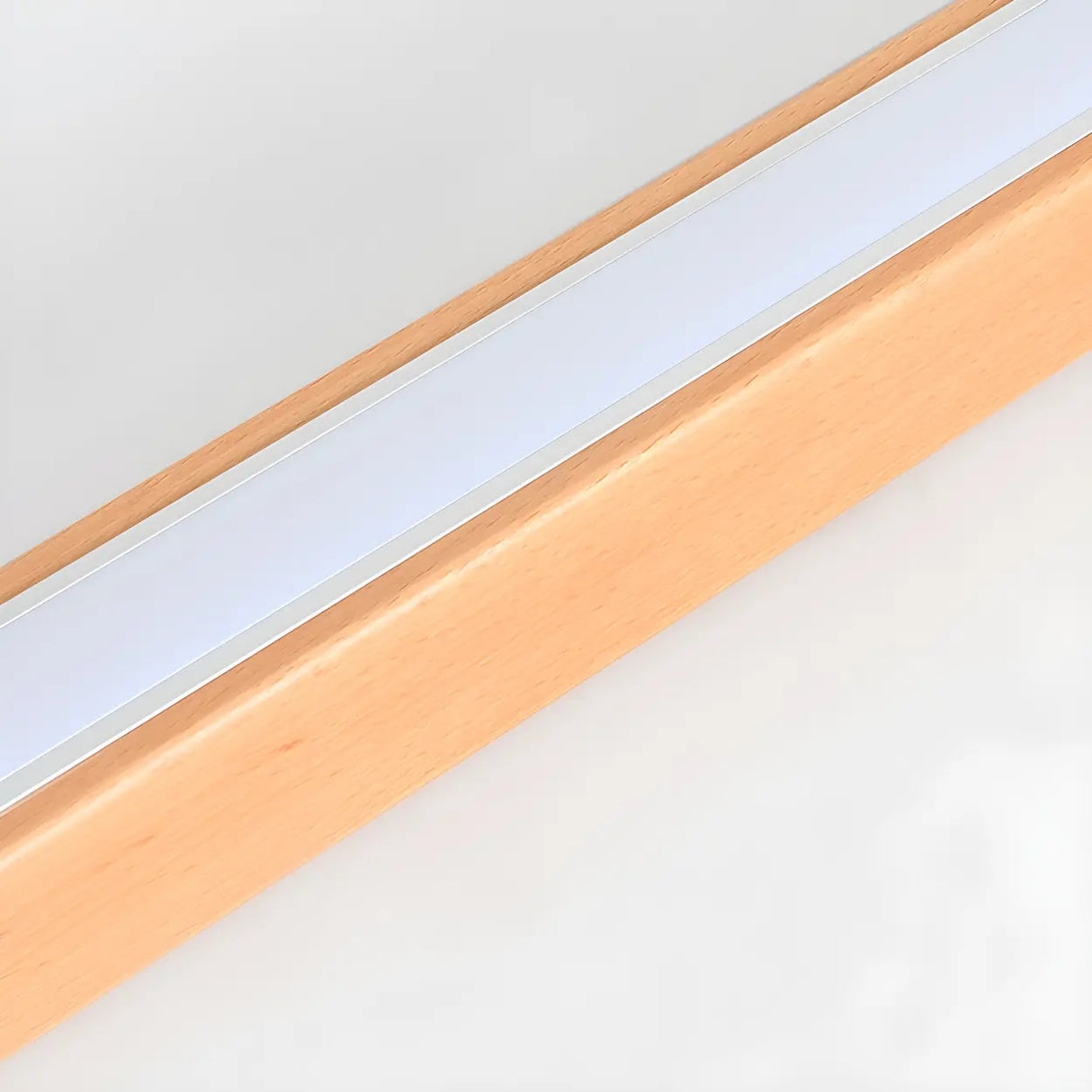 Minimalist Wooden Linear LED Flush Mount Ceiling Light Image - 10