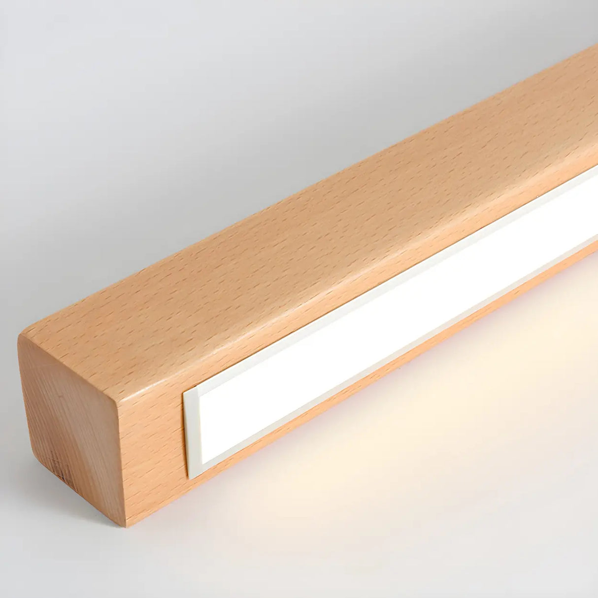 Minimalist Wooden Linear LED Flush Mount Ceiling Light Image - 9