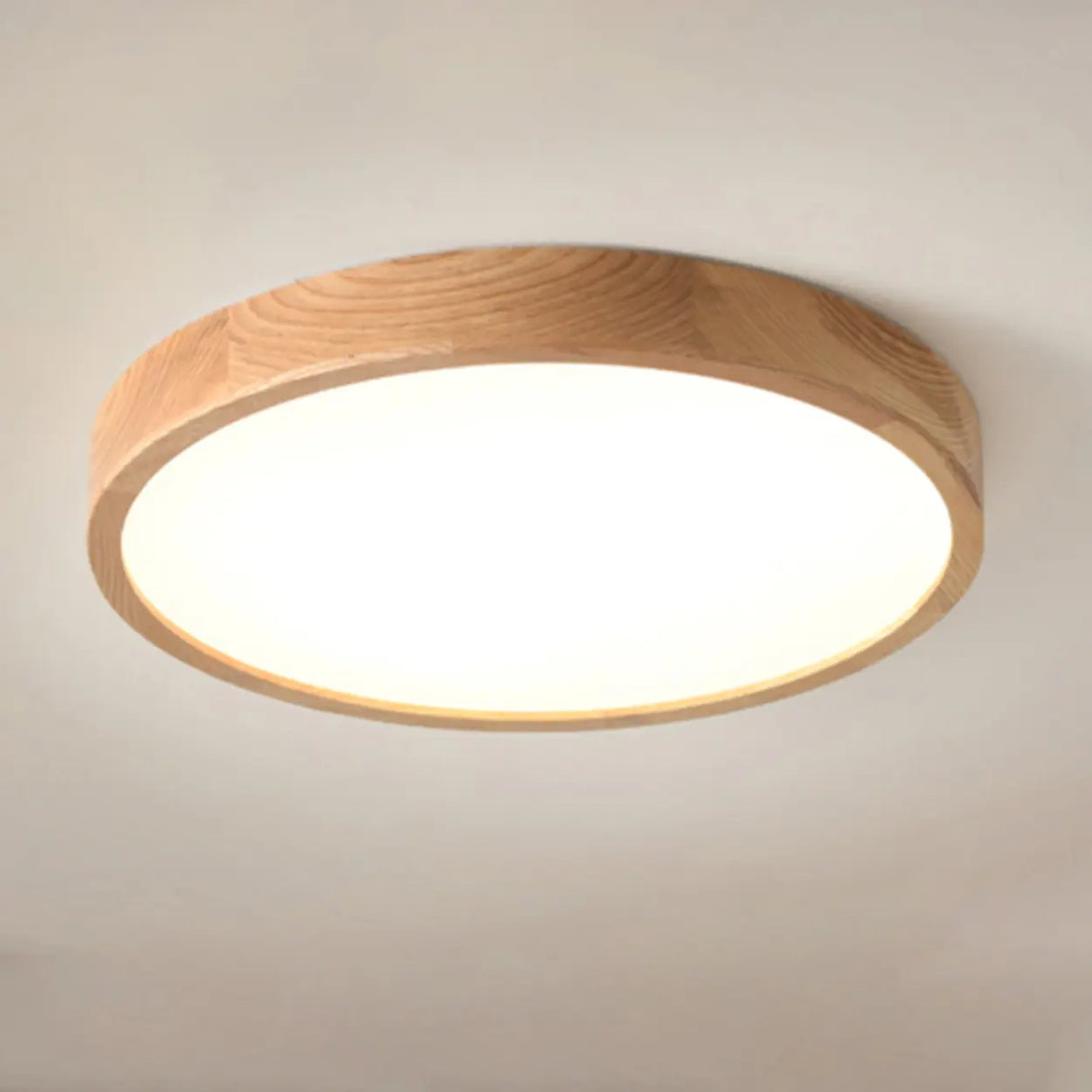 Minimalist Wooden Round LED Flush Mount Ceiling Light Image - 2