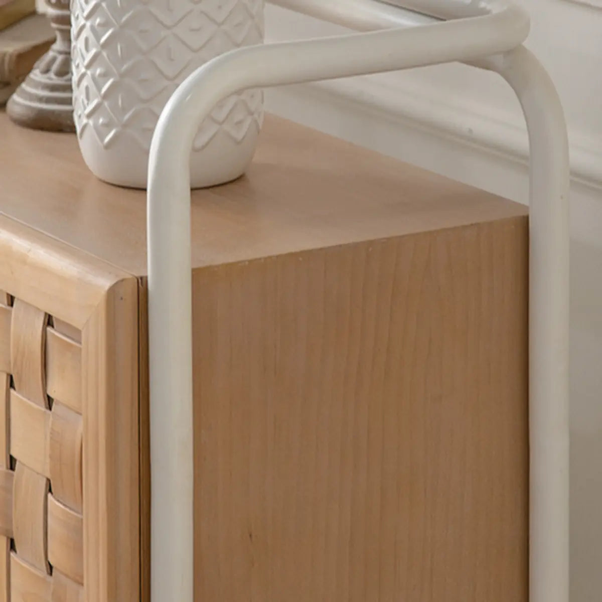 Minimalist Woven Wood Cabinets Natural Buffet with Shelves Image - 10
