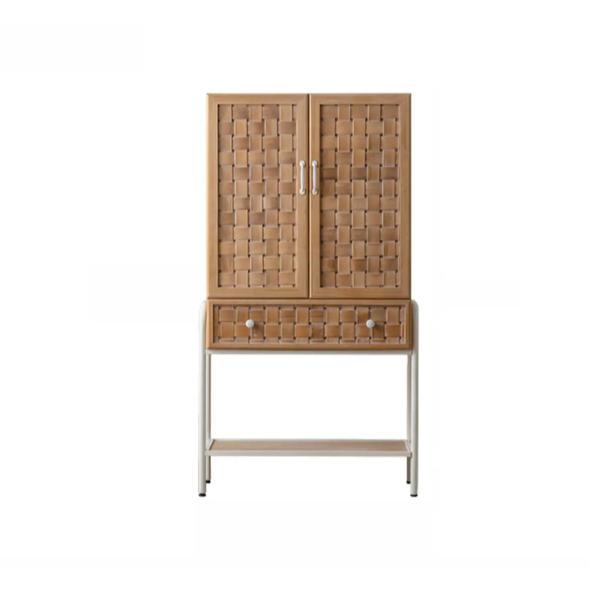 Minimalist Woven Wood Cabinets Natural Buffet with Shelves Image - 12