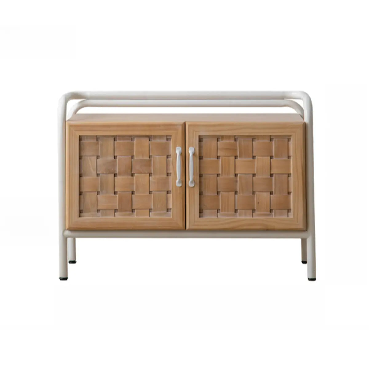 Minimalist Woven Wood Cabinets Natural Buffet with Shelves Image - 14