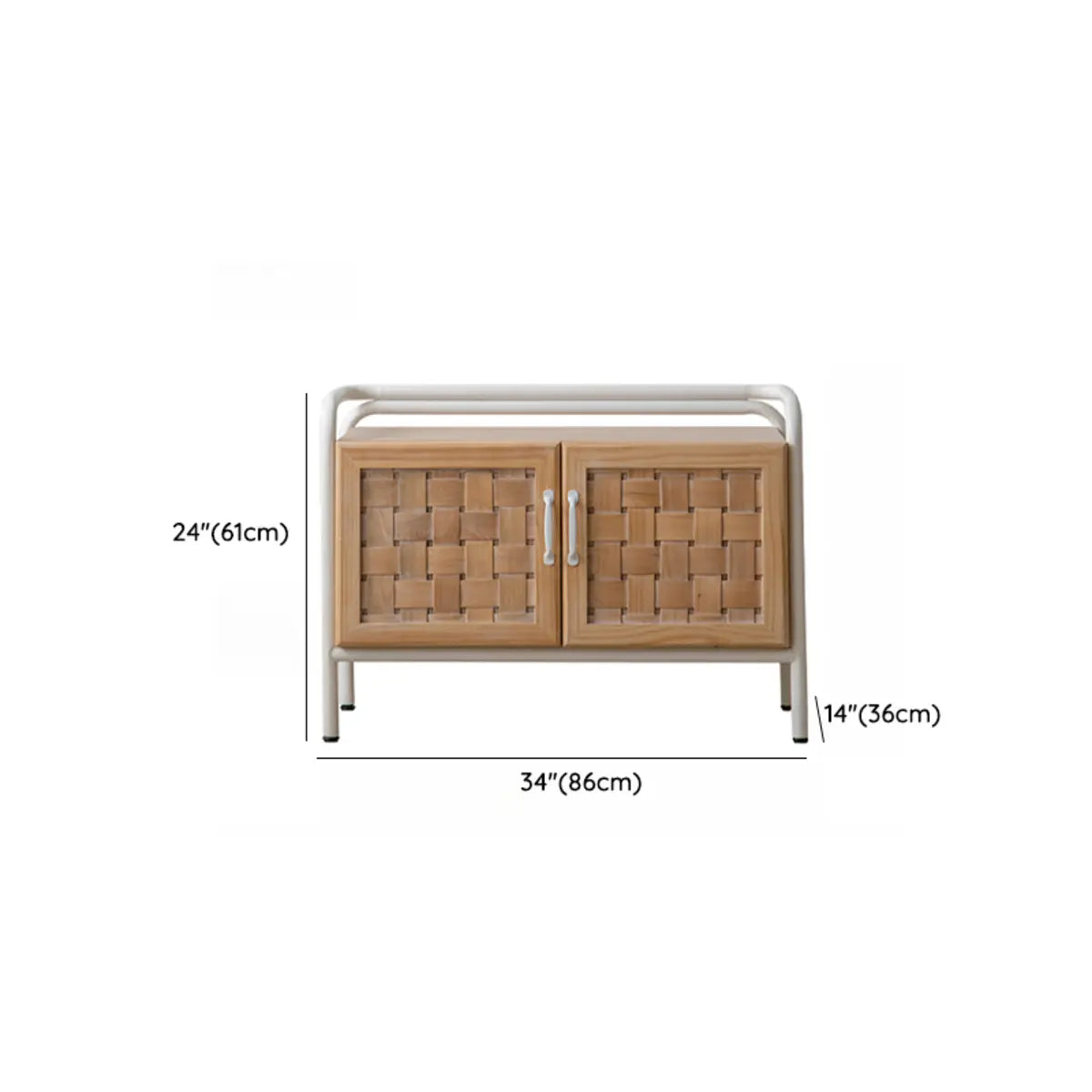 Minimalist Woven Wood Cabinets Natural Buffet with Shelves Image - 16