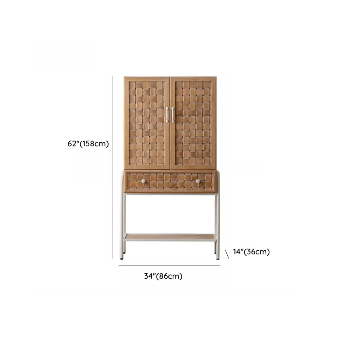 Minimalist Woven Wood Cabinets Natural Buffet with Shelves Image - 17