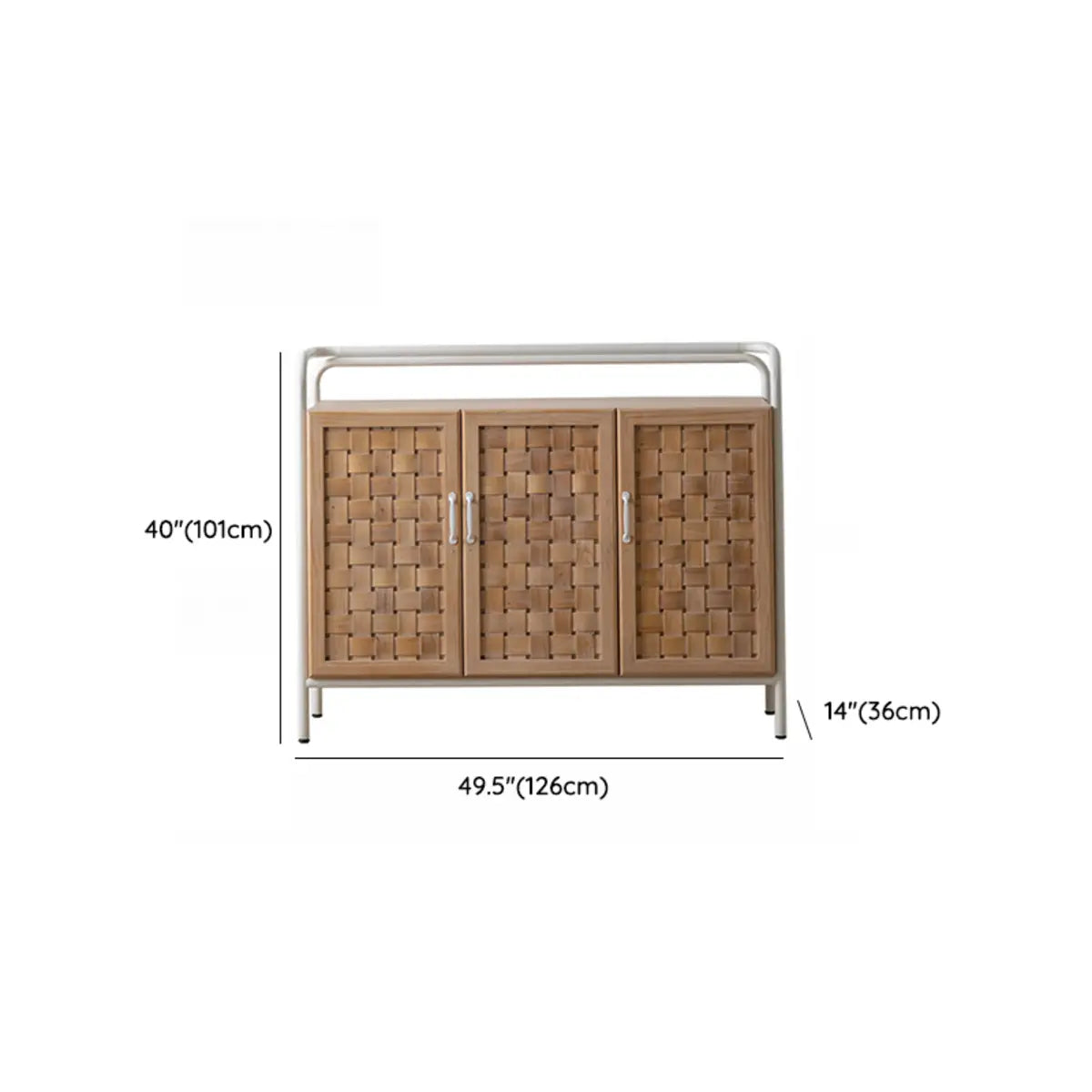 Minimalist Woven Wood Cabinets Natural Buffet with Shelves Image - 18