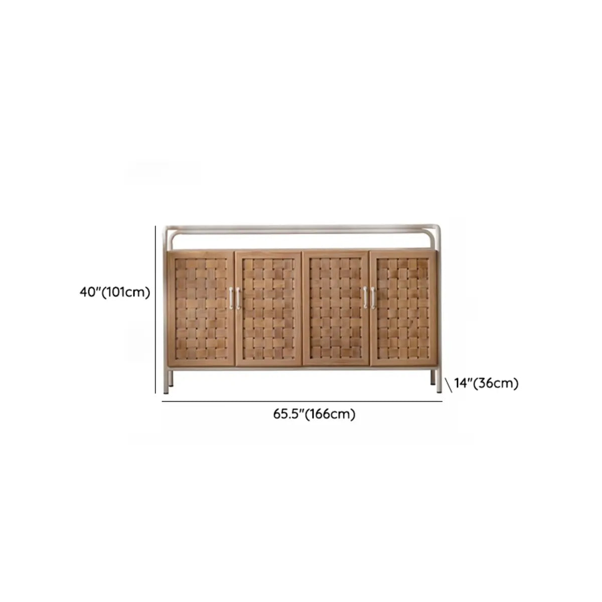 Minimalist Woven Wood Cabinets Natural Buffet with Shelves Image - 19