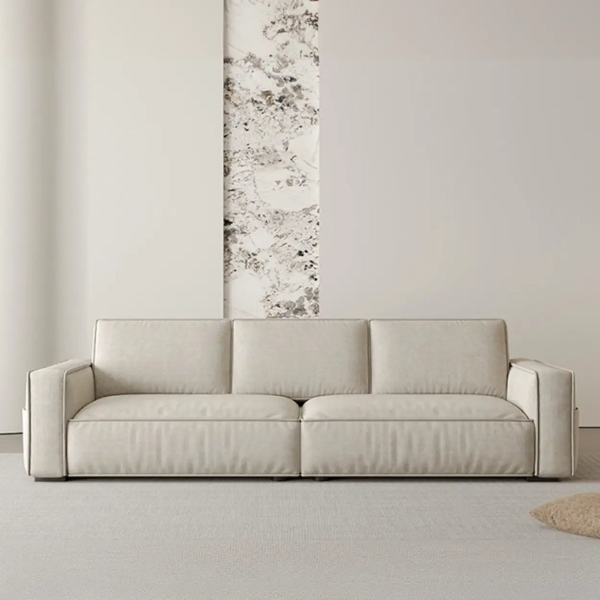 Minimalsit Foldable Beige Anti-Scratch Sleeper Sofa with Storage Image - 3