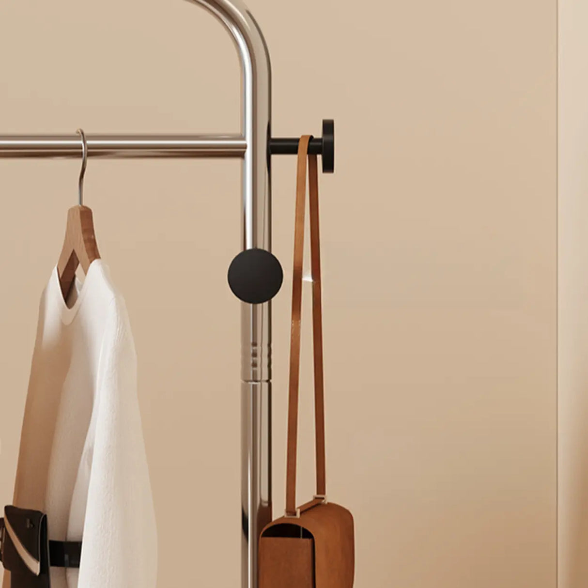 Mobile Metal Freestanding Basket Coat Rack with Shelves Image - 10