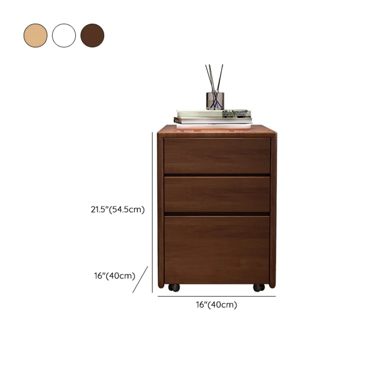 Mobile Vertical Short Wood Filing Cabinet with Drawers