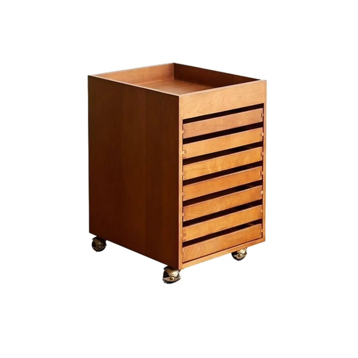 Mobile Vertical Small Wood Filing Cabinet with Drawers Image - 3