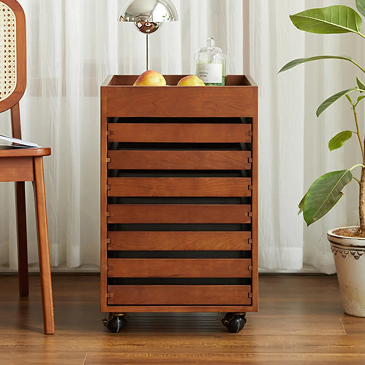 Mobile Vertical Small Wood Filing Cabinet with Drawers Image - 5