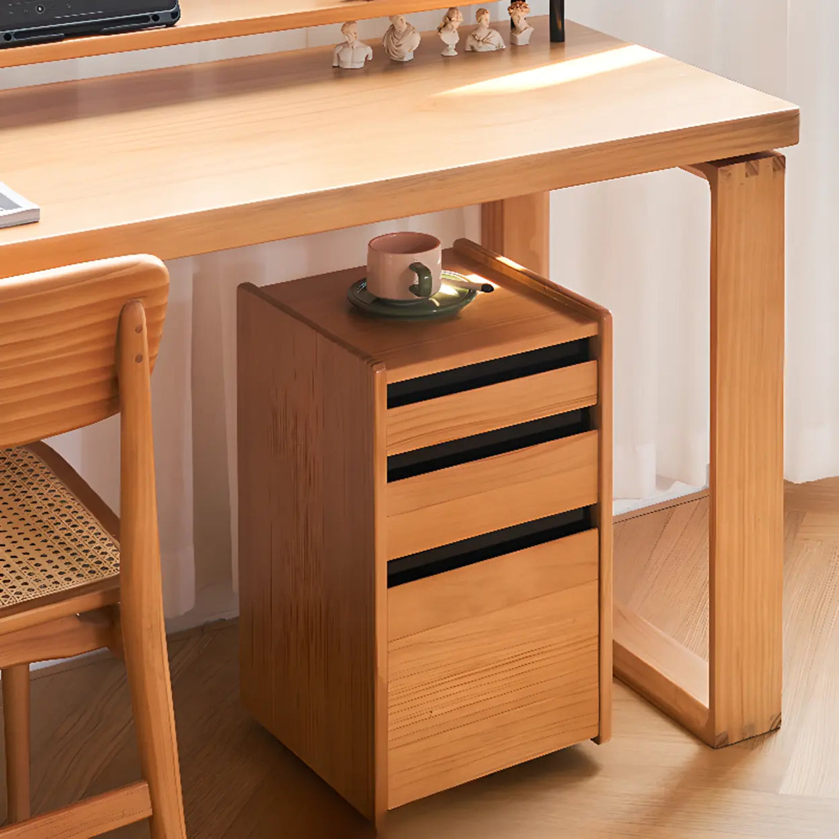 Mobile Vertical Wood Drawers Filing Cabinet with Wheels Image - 7