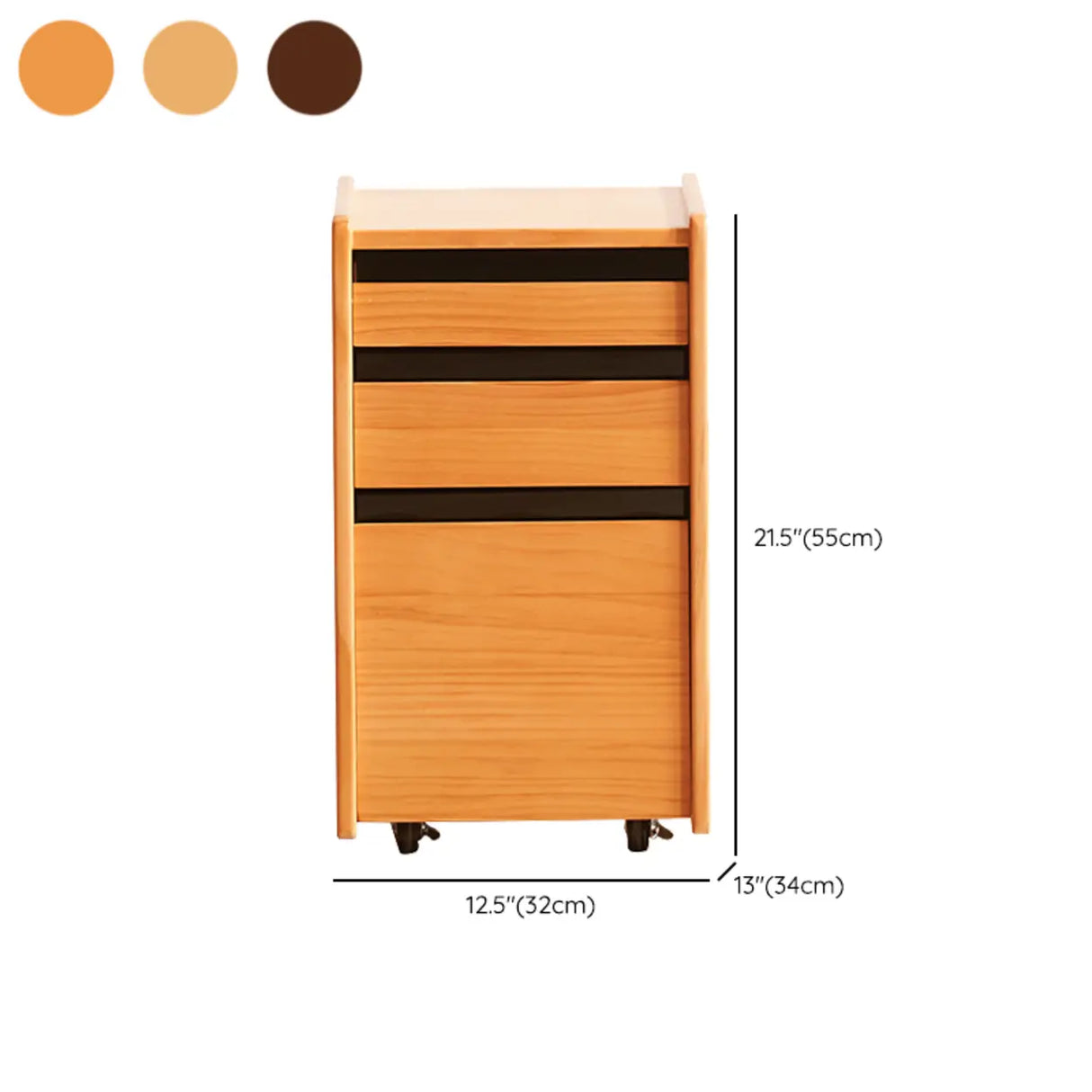 Mobile Vertical Wood Drawers Filing Cabinet with Wheels