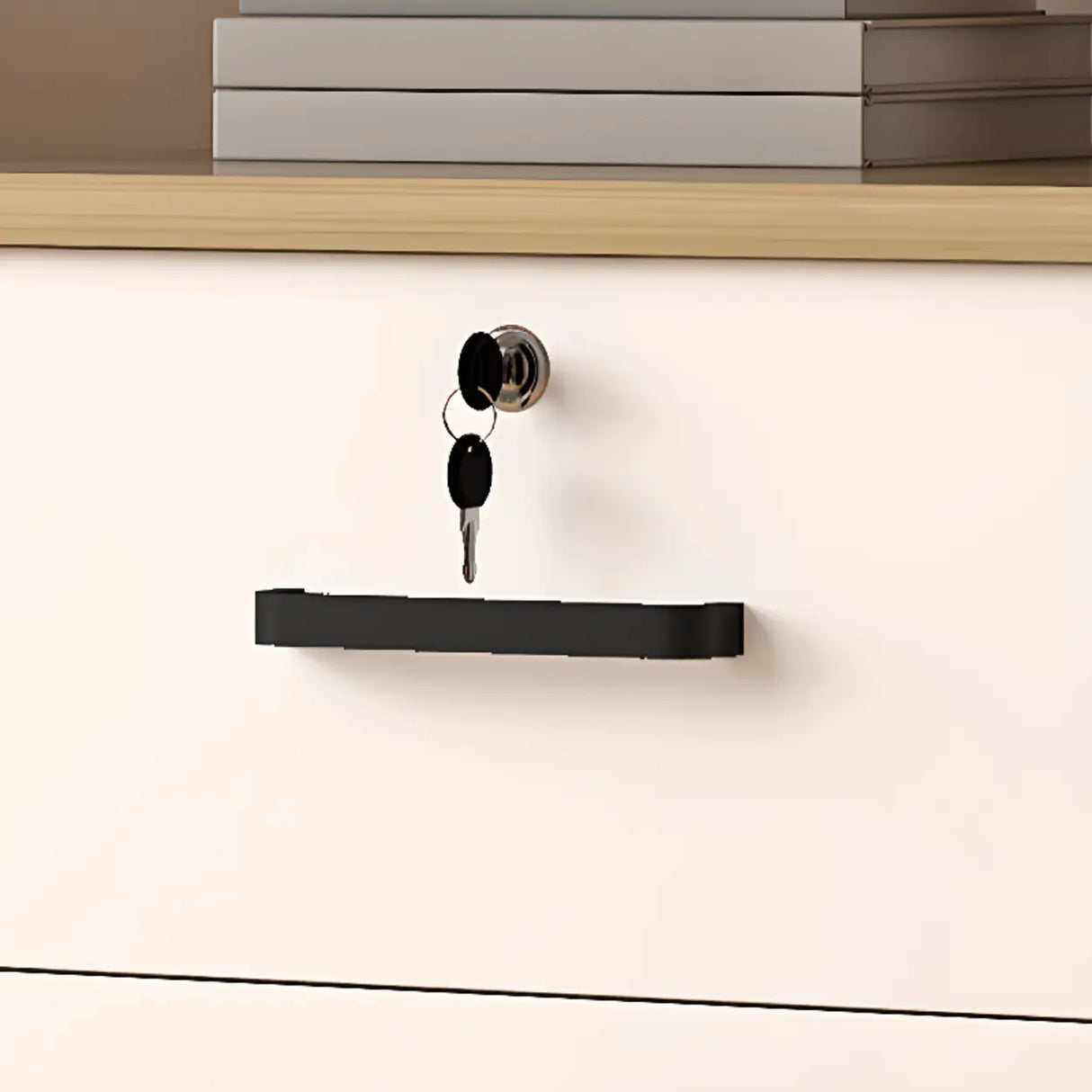 Mobile Vertical Wood Light Gray Storage Filing Cabinet Image - 12